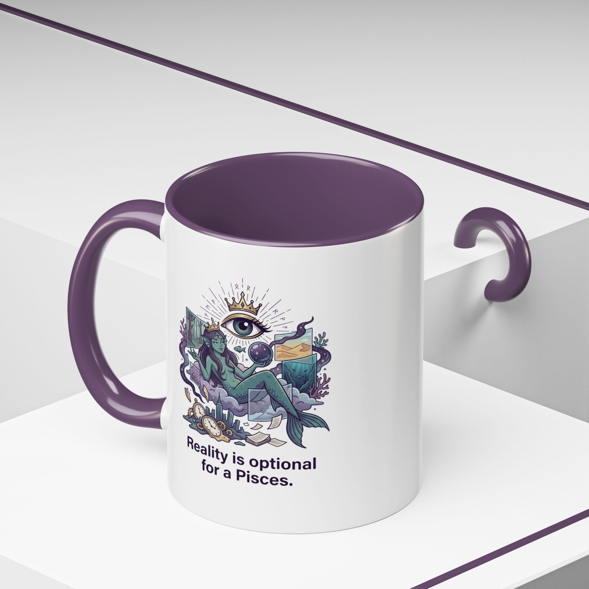 Pisces Zodiac Coffee Mug — "Reality is Optional for a Pisces" Accent Mug