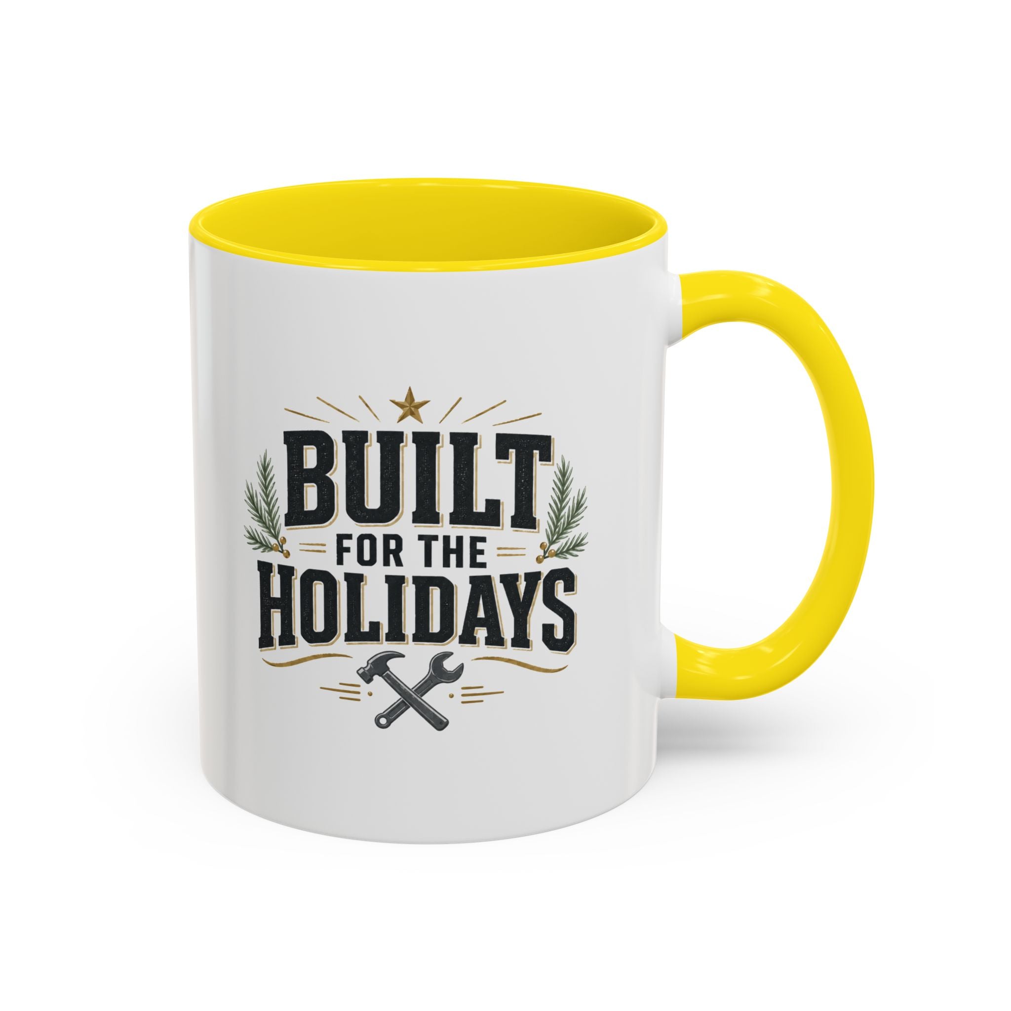 Christmas Built for the Holidays Accent Coffee Mug – Holiday Workshop Coffee Cup
