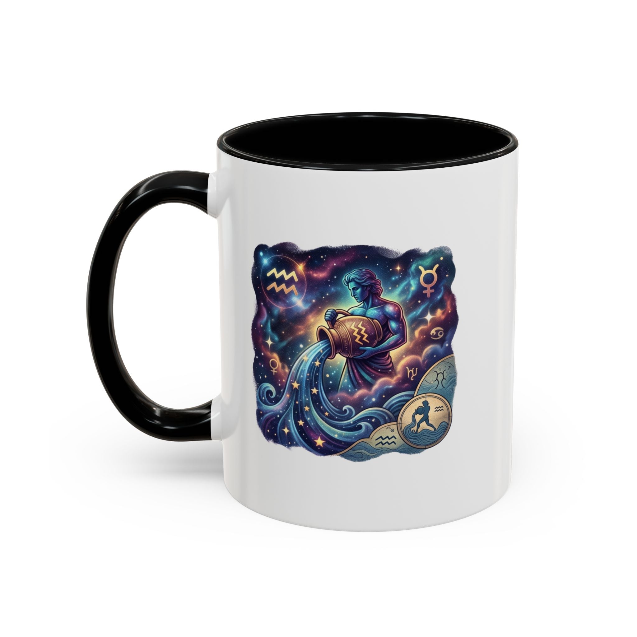 Aquarius Zodiac Coffee Mug — Celestial Water Bearer Accent Mug