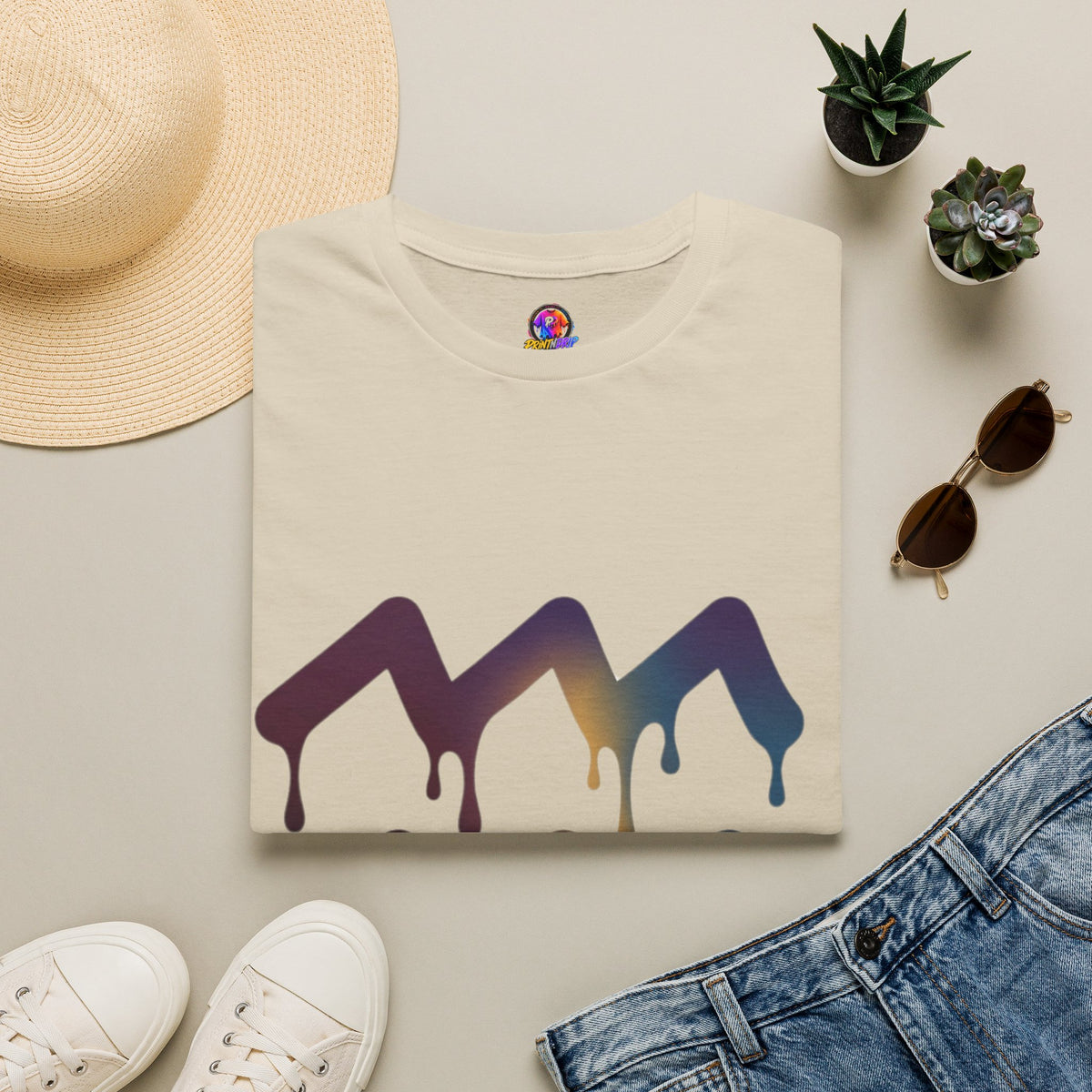 Aquarius Zodiac Dripping Chevron Graphic T-Shirt