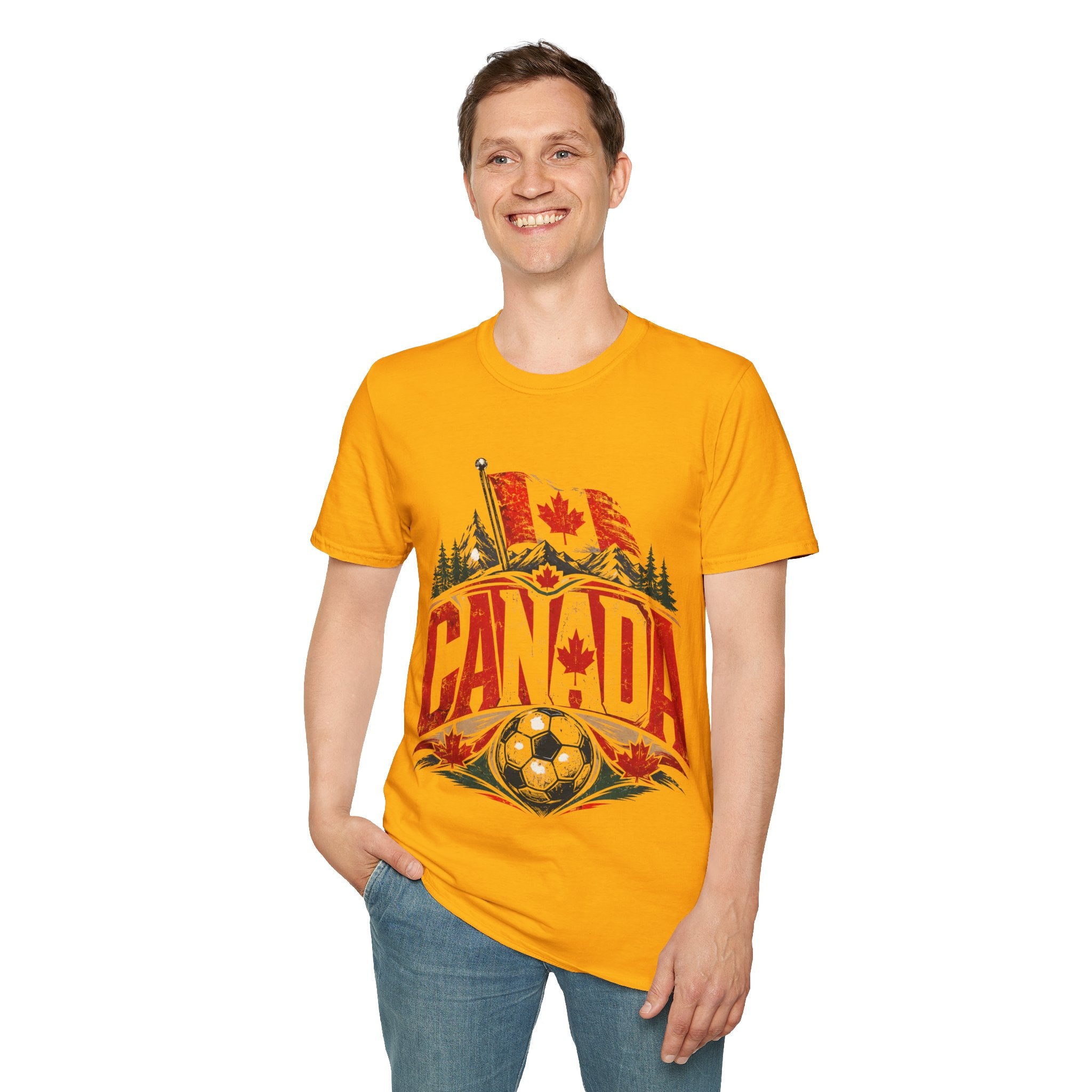 Canada Soccer T‑Shirt — Canadian Flag & Maple Leaf Crest