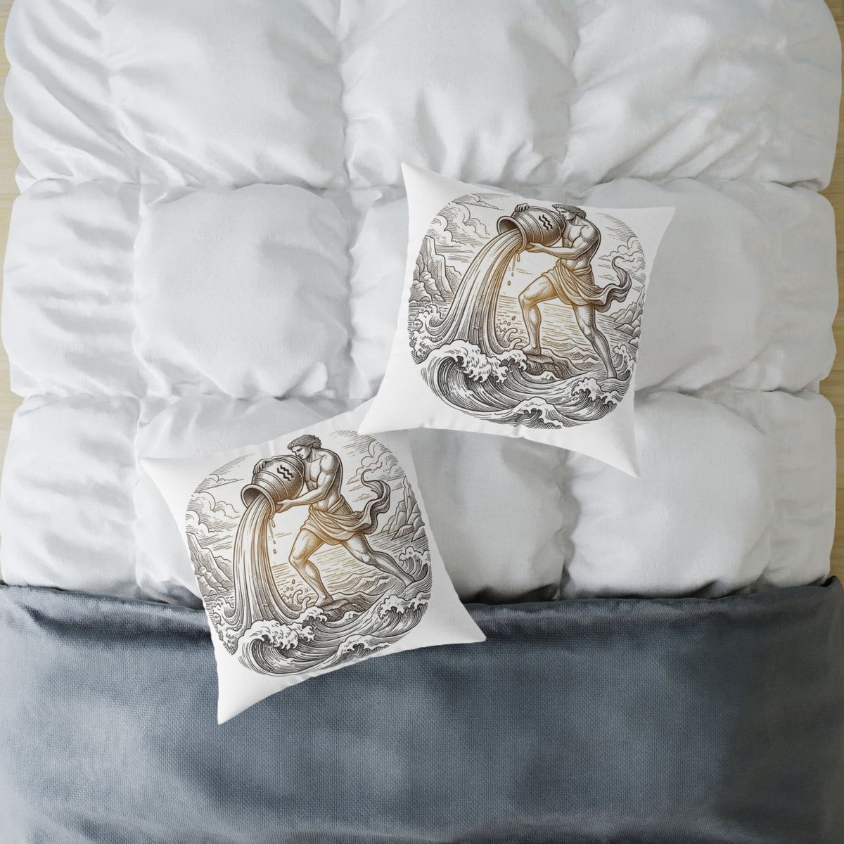 Aquarius Zodiac Pillow — Water-Bearer Astrology Throw Pillow