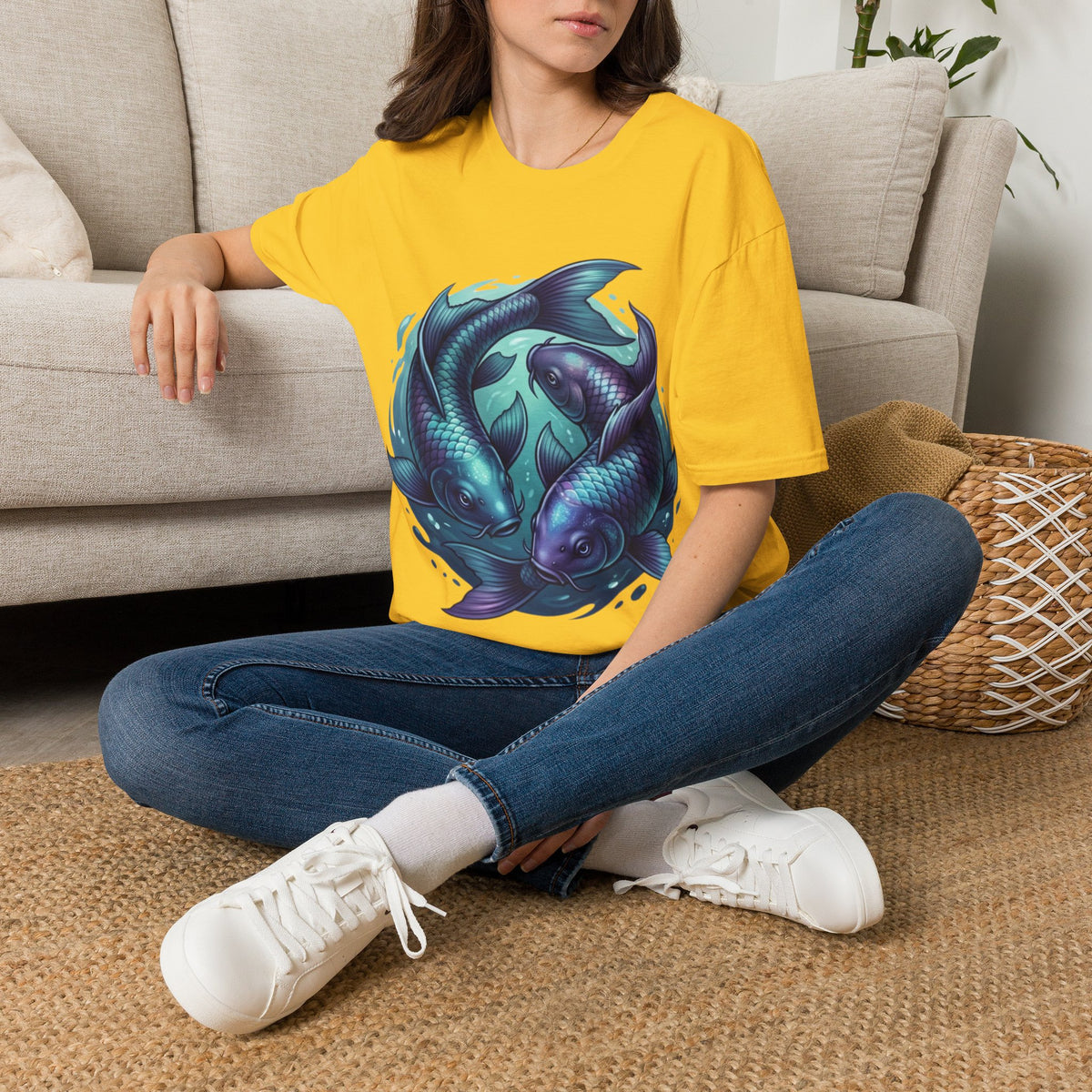 Pisces Zodiac Koi Fish Tee — Yin Yang Aquatic Graphic T-Shirt