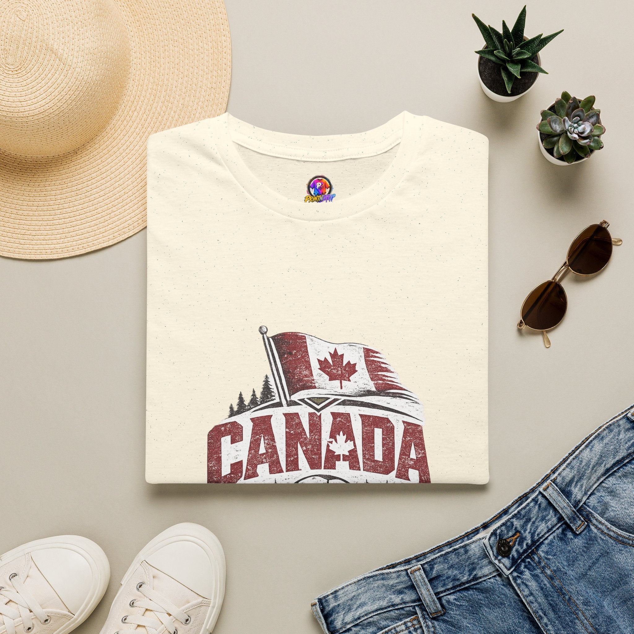 Canada Soccer T-Shirt – Vintage Maple Leaf Flag & Crest