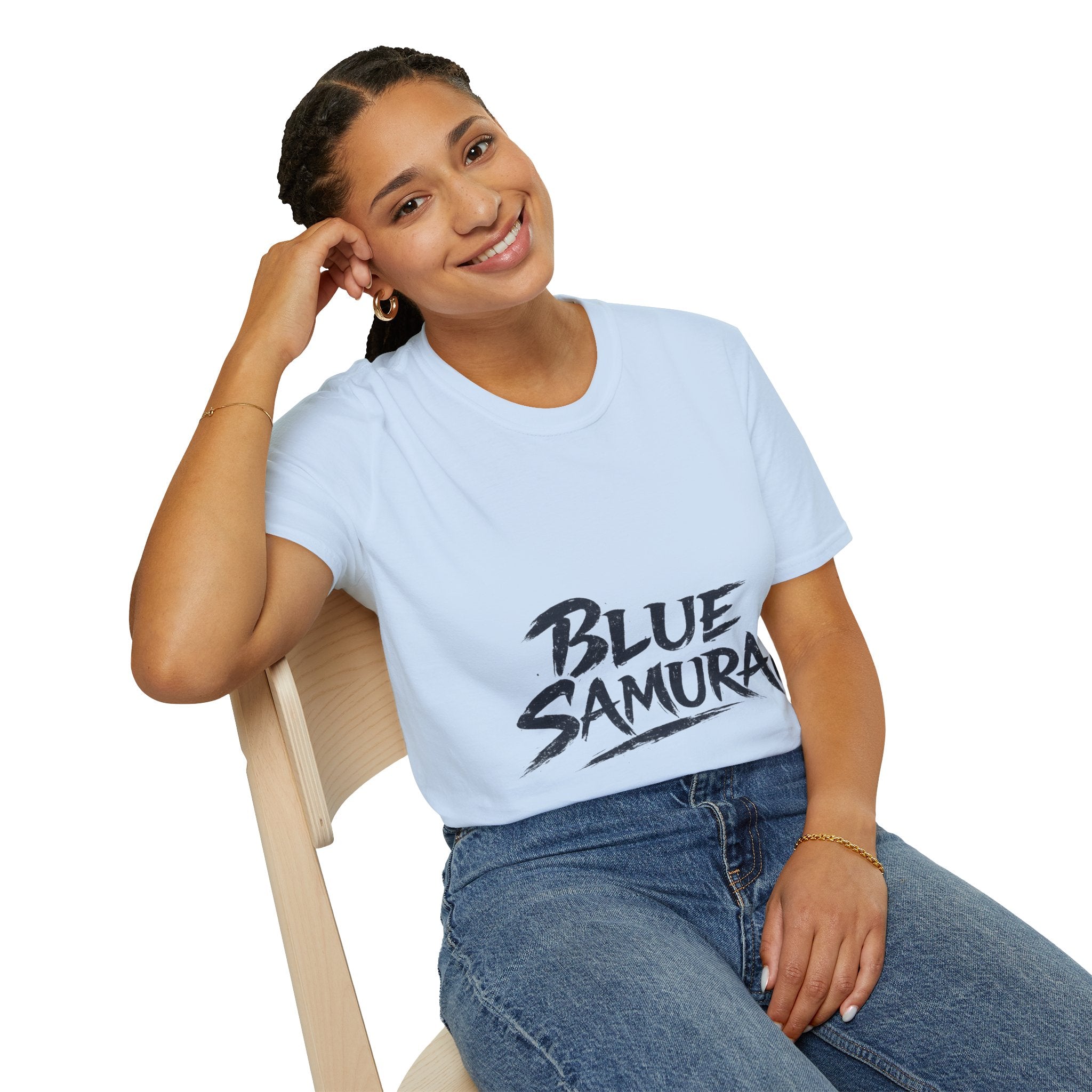 Japan Blue Samurai T-Shirt — Bold Brushstroke Graphic Tee
