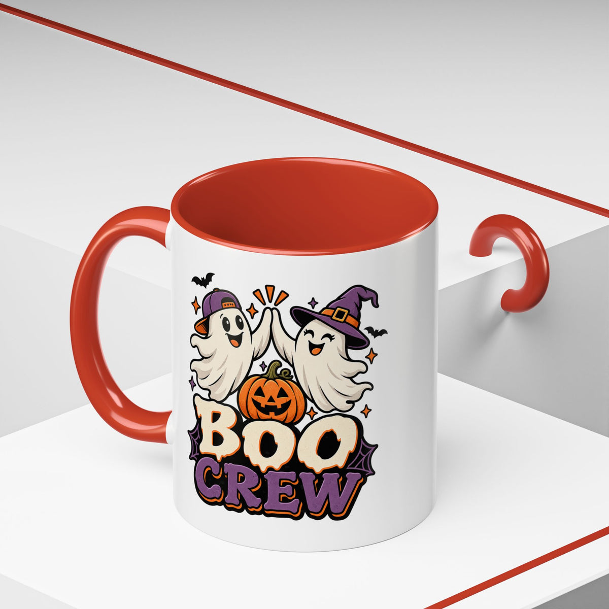 Boo Crew Halloween Accent Coffee Mug — Cute Ghosts & Jack-O'-Lantern Design (11/15 oz)