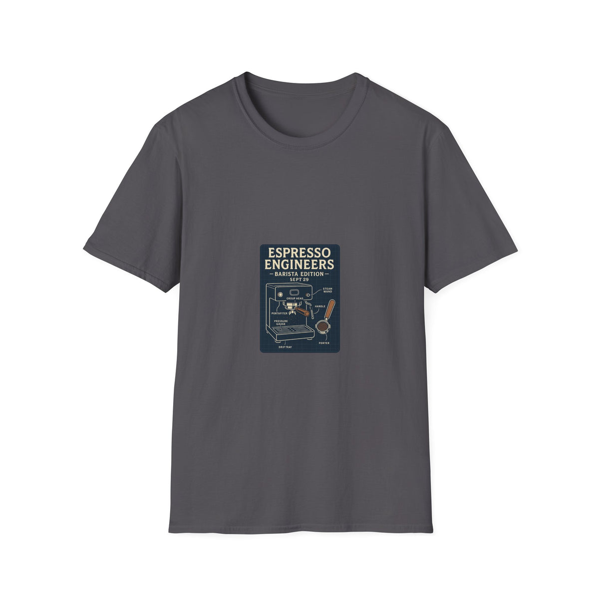 Espresso Engineers Vintage Coffee Machine Graphic Tee, Retro Barista T-Shirt - Trending Now - September 2026