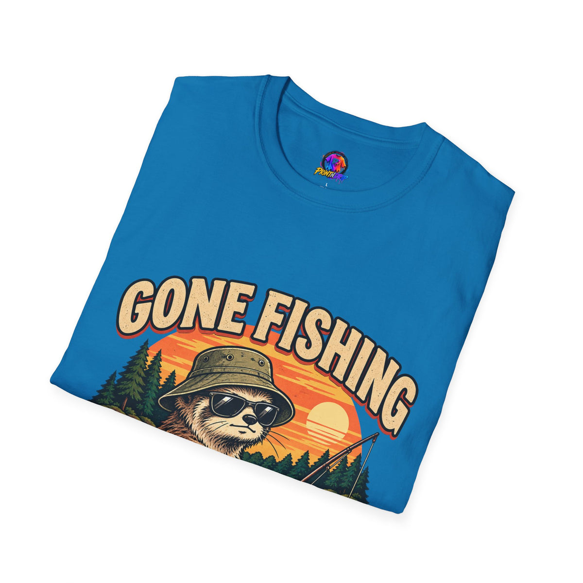 Funny And Witty T-Shirt — “Gone Fishing, Avoiding Feelings” Sloth Fishing Graphic Tee