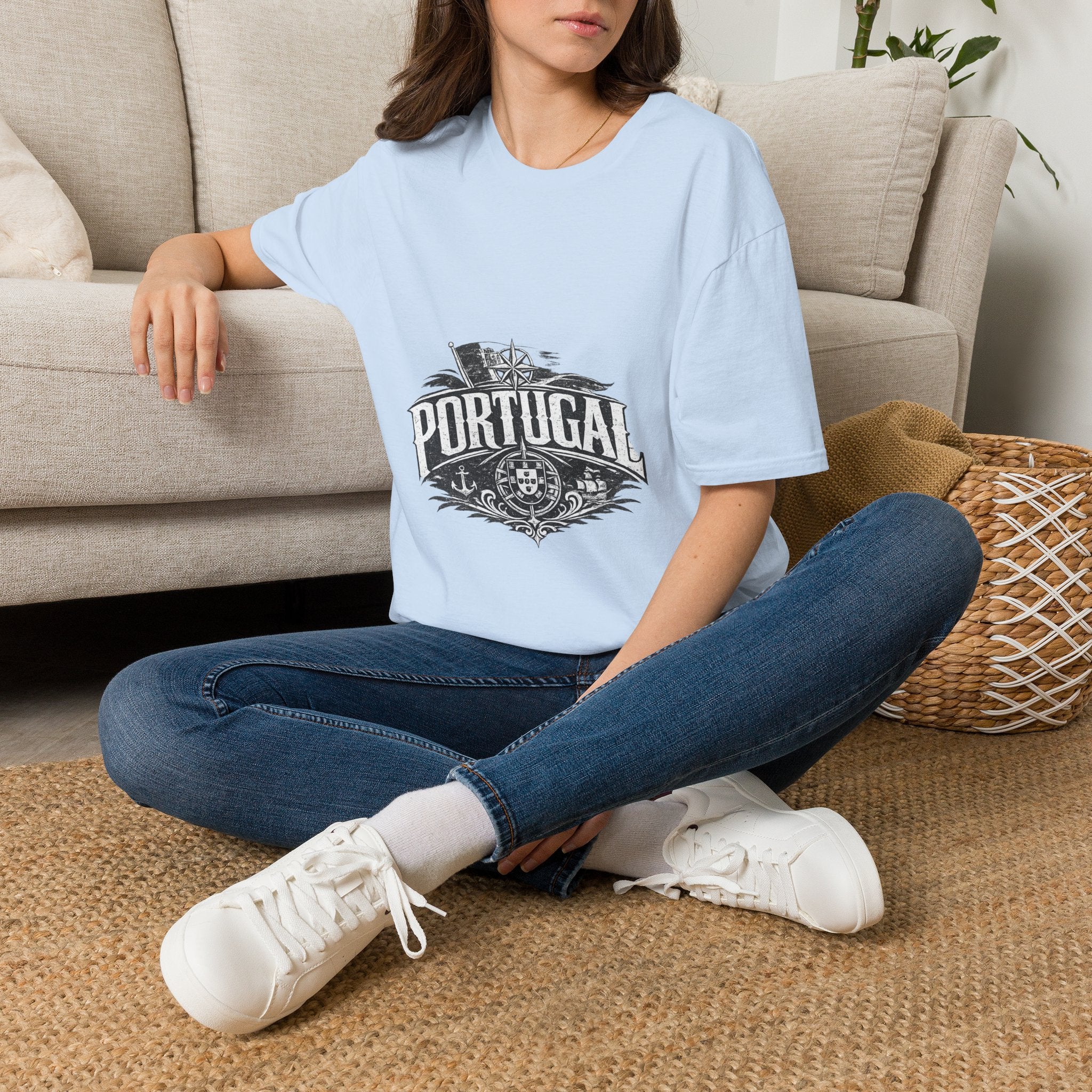 Portugal Vintage Compass T-Shirt — Nautical Travel Souvenir