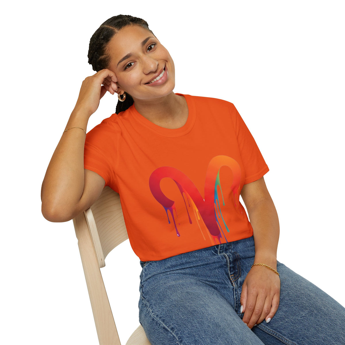 Aries Rainbow Drip T-Shirt — Colorful Dripping Zodiac Graphic Tee