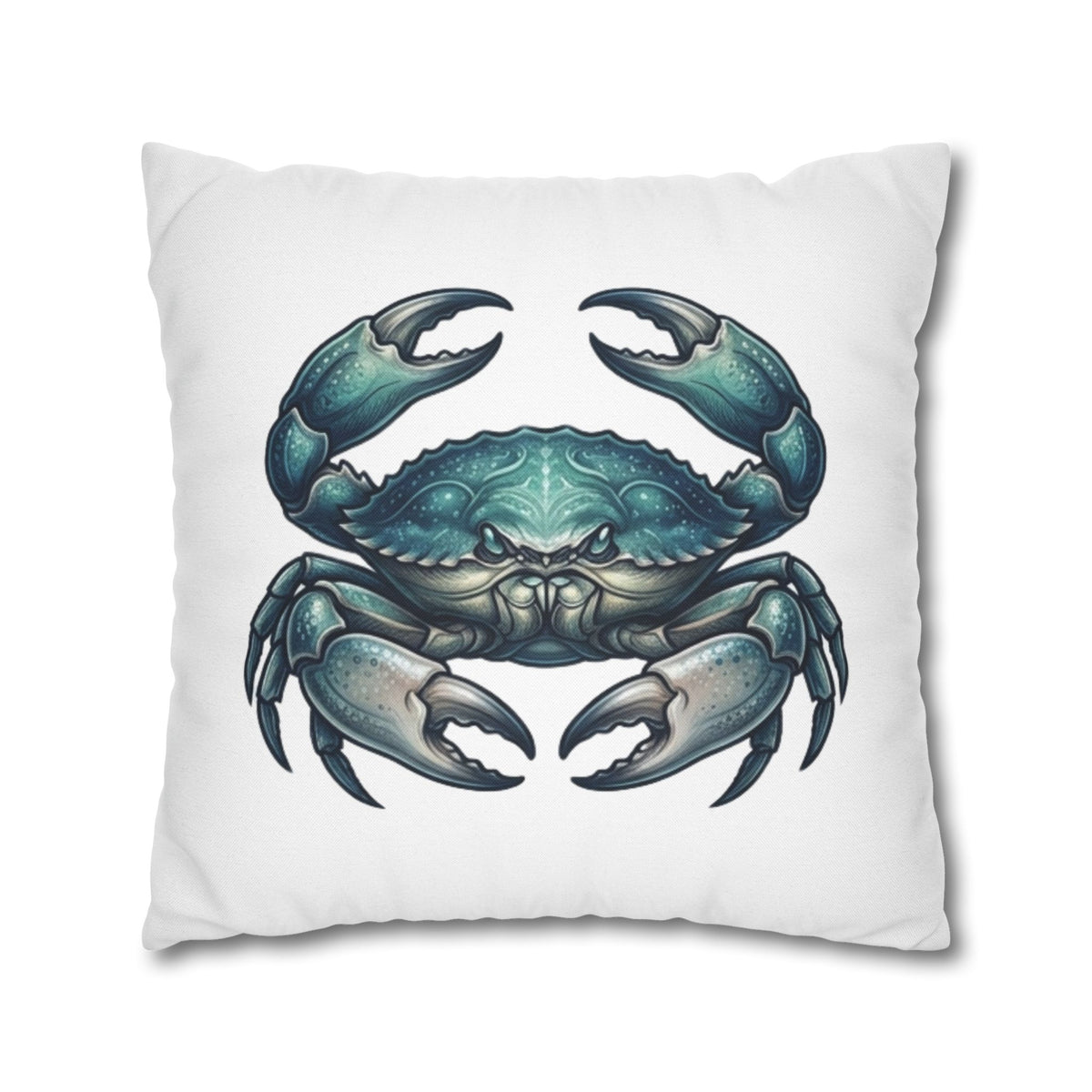 Cancer Zodiac Blue Crab Decorative Pillowcase — Coastal Beach House Accent