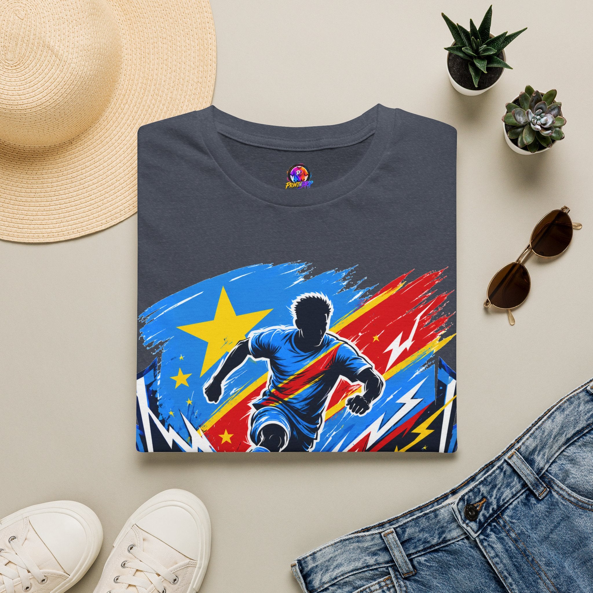 Congo Soccer T-Shirt — Congo Blue Rise Football Fan Tee
