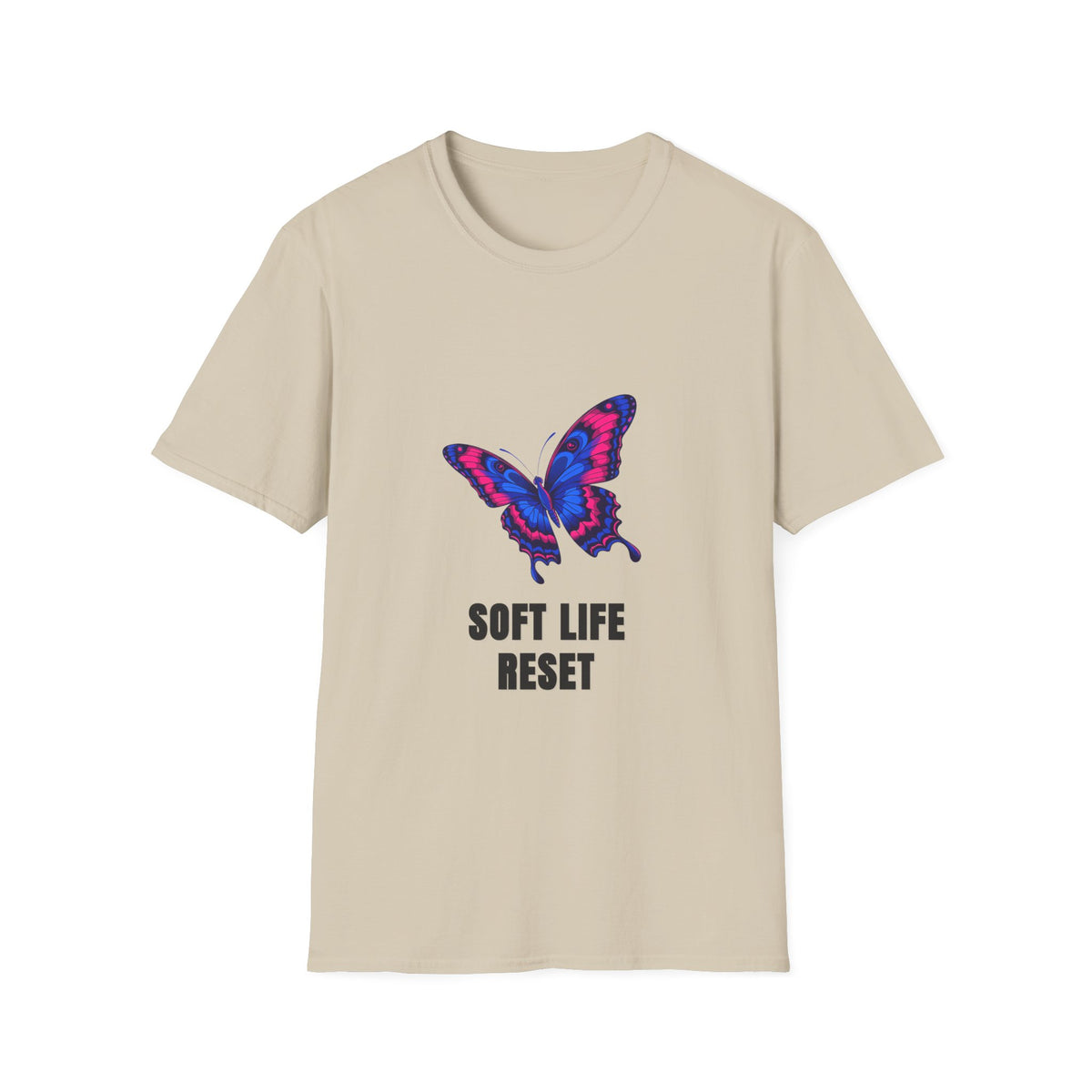 Butterfly 'Soft Life Reset' T-Shirt — Vibrant Pink & Blue Graphic Tee - Trending Now - August 2026