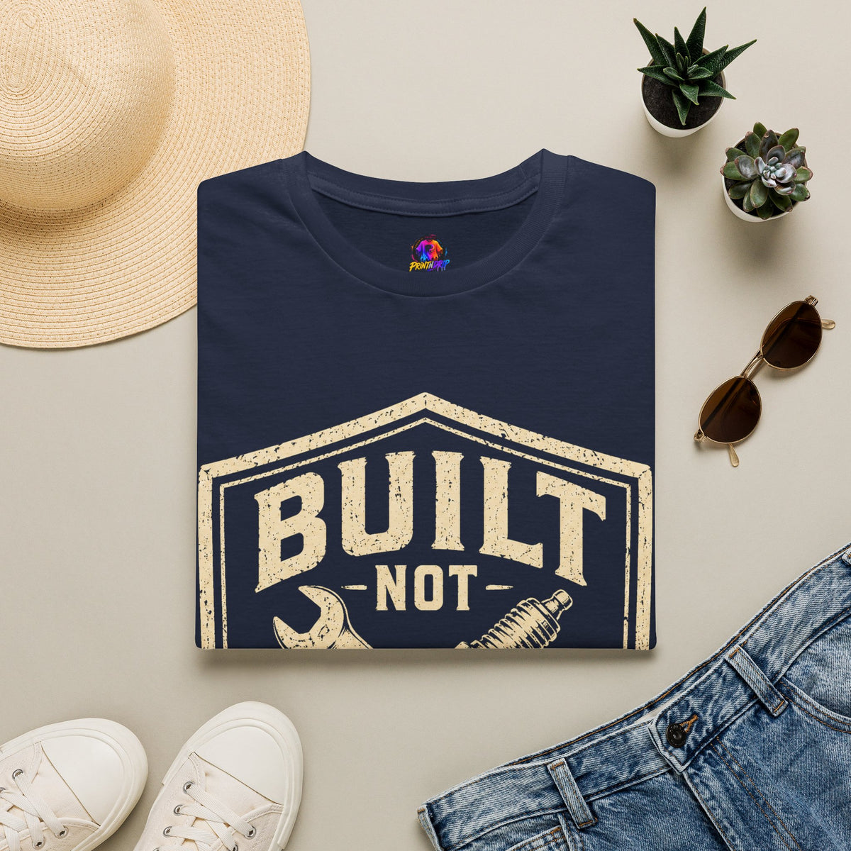 Built Not Bought T-Shirt — Vintage Mechanic Auto Repair Tee