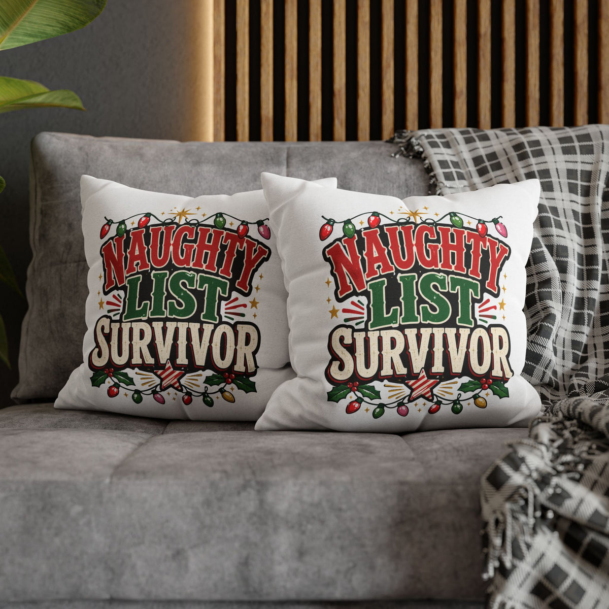 Naughty List Survivor Christmas Pillowcase