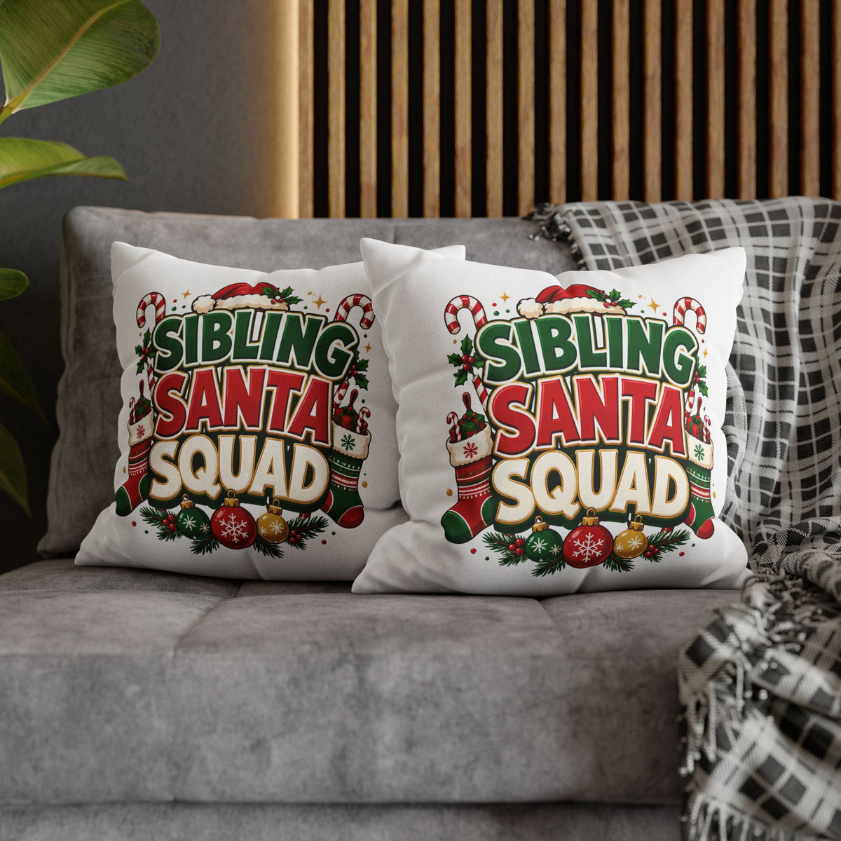 Christmas Sibling Santa Squad Pillowcase