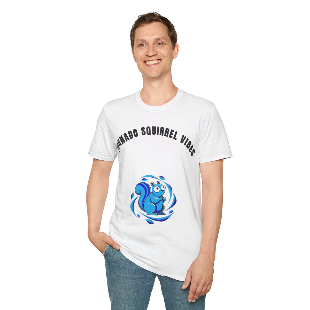 T-Shirt — "Tornado Squirrel Vibes" Graphic Tee | Cute Whimsical Squirrel Swirl Design - Trending Now - September 2026