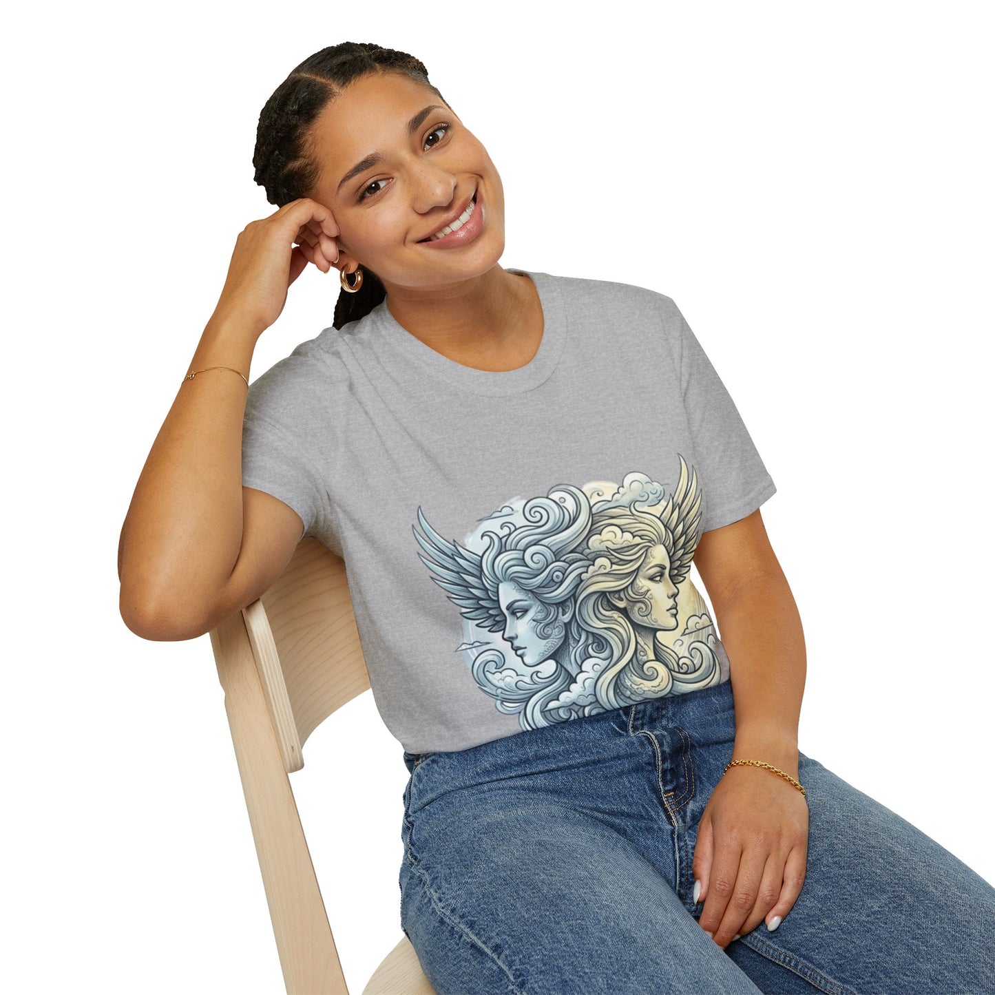 Mythic Moon & Sun Faces T-Shirt — Celestial Duality Graphic Tee