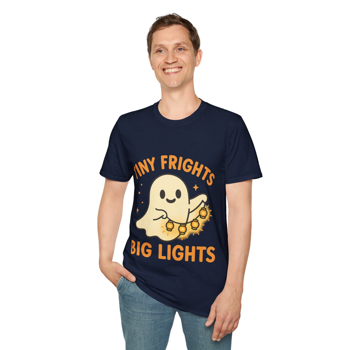 "Tiny Frights Big Lights" Cute Ghost Tee | Spooky Season Halloween T-Shirt - Trending Now - September 2026