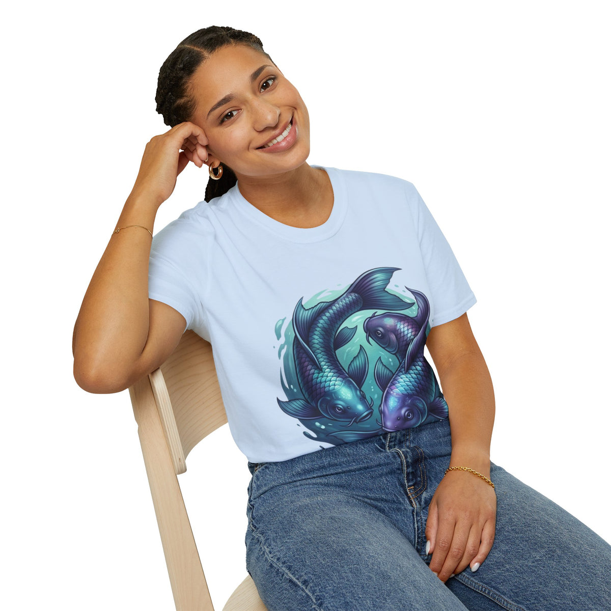 Pisces Zodiac Koi Fish Tee — Yin Yang Aquatic Graphic T-Shirt