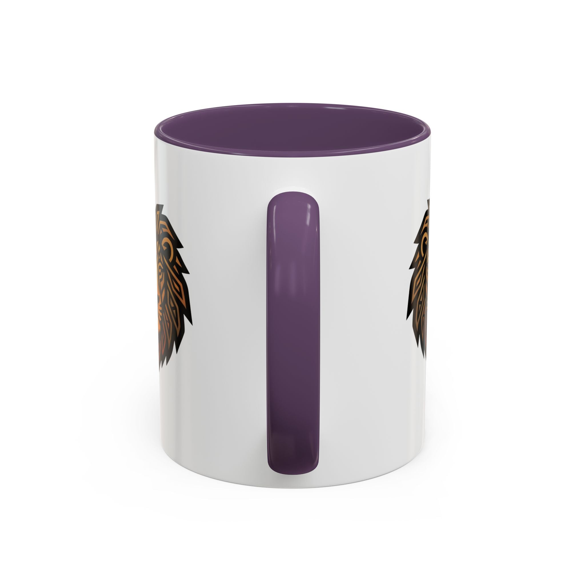 Lion Head Accent Coffee Mug — Bold Geometric Mane Design