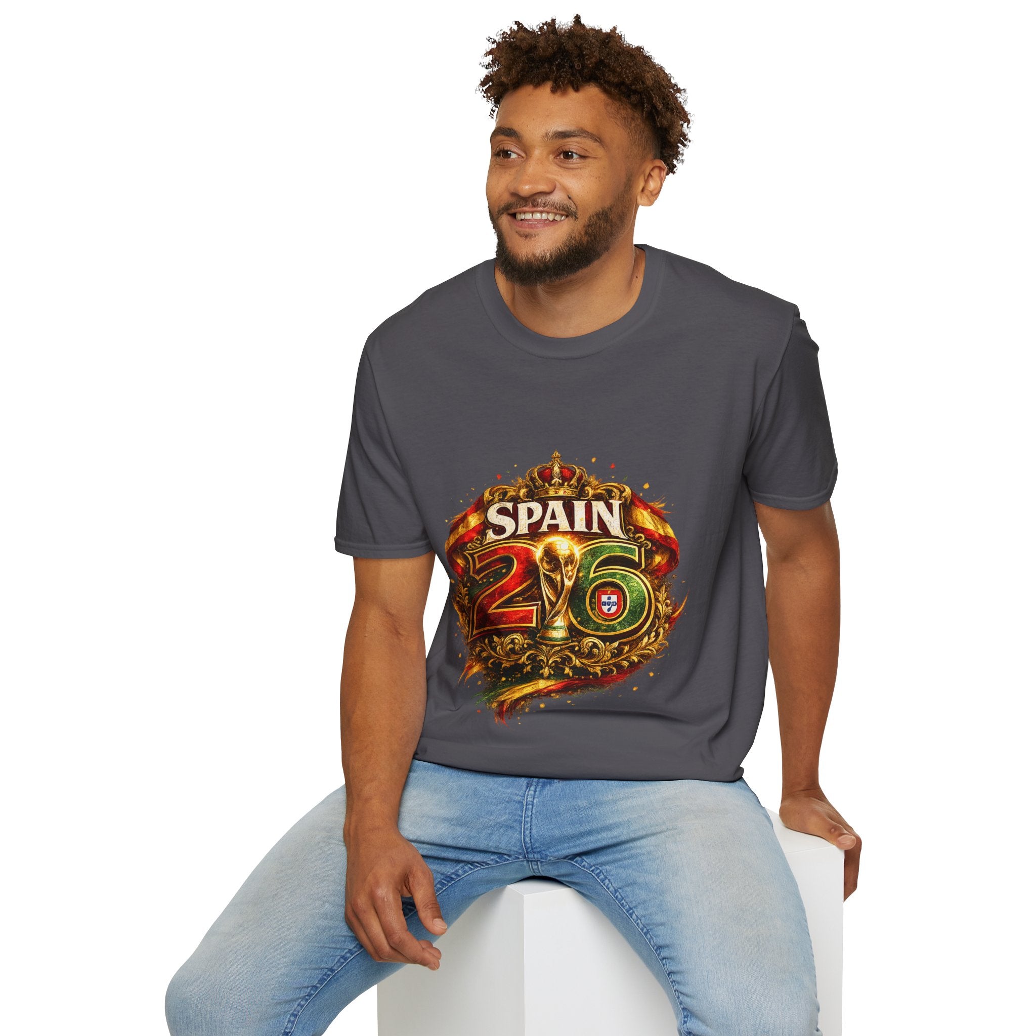Spain 26 Graphic T-Shirt — Vintage Crowned Soccer Fan Tee