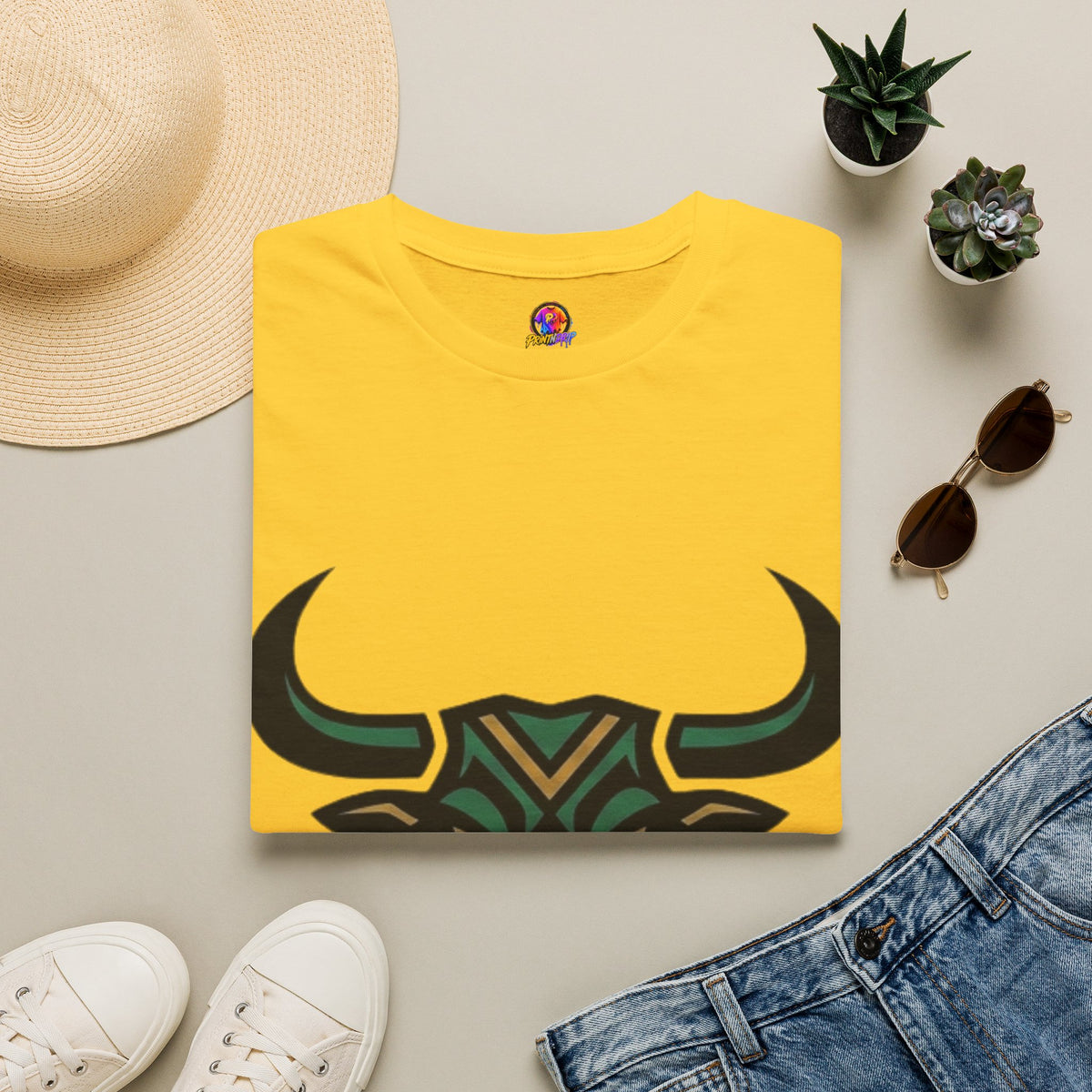 Taurus Bull Head T-Shirt — Geometric Tribal Bull Graphic Tee