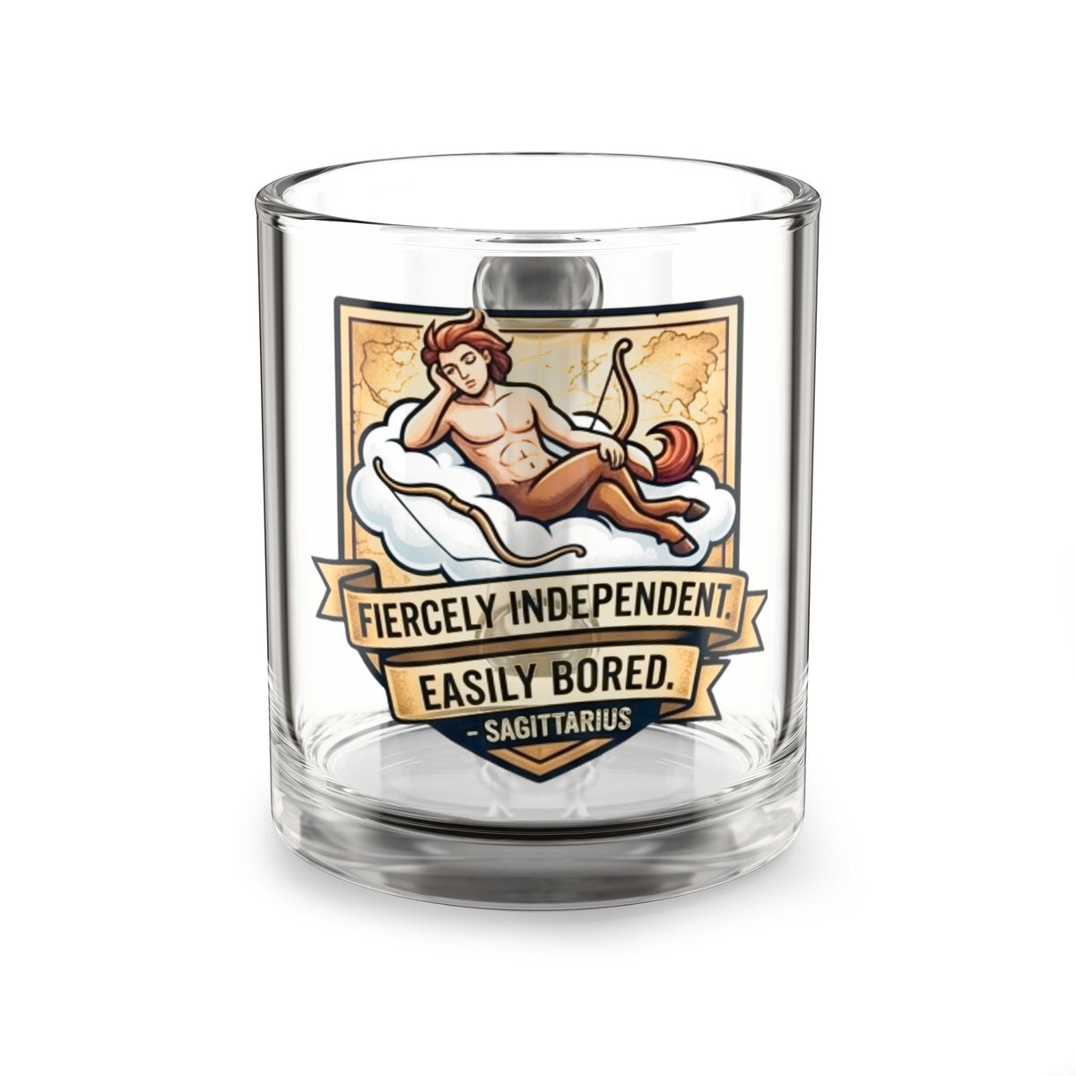 Sagittarius Glass Mug — "Fiercely Independent, Easily Bored" 10oz Zodiac Coffee Cup
