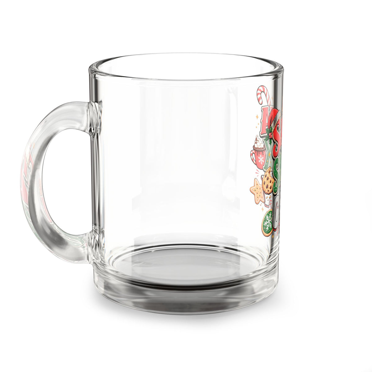 Christmas Glass Mug 10 oz Santa Snack Crew Glass Mug — 10oz Christmas Cookie Hot Cocoa Cup