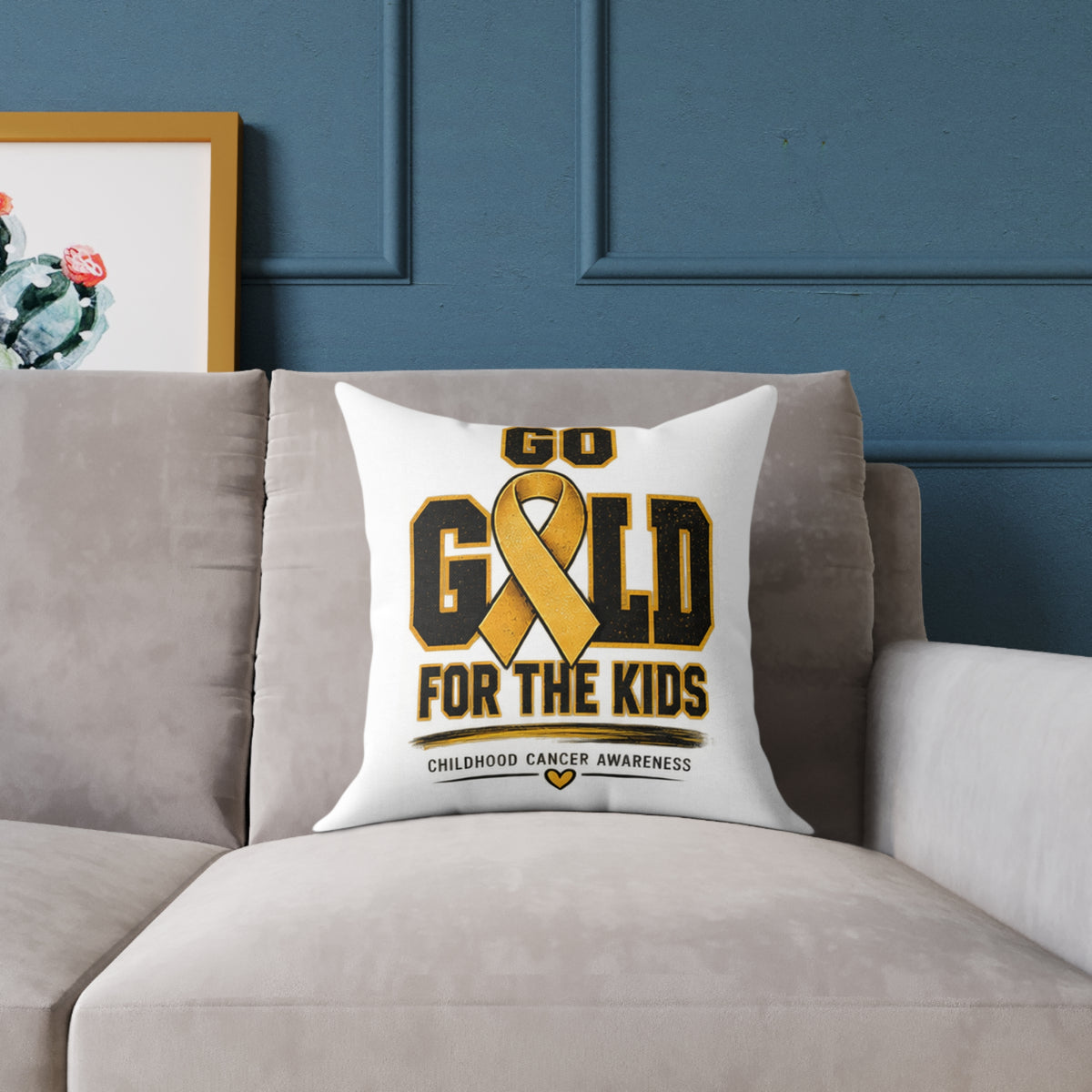 Go Gold for the Kids Childhood Cancer Awareness Pillow