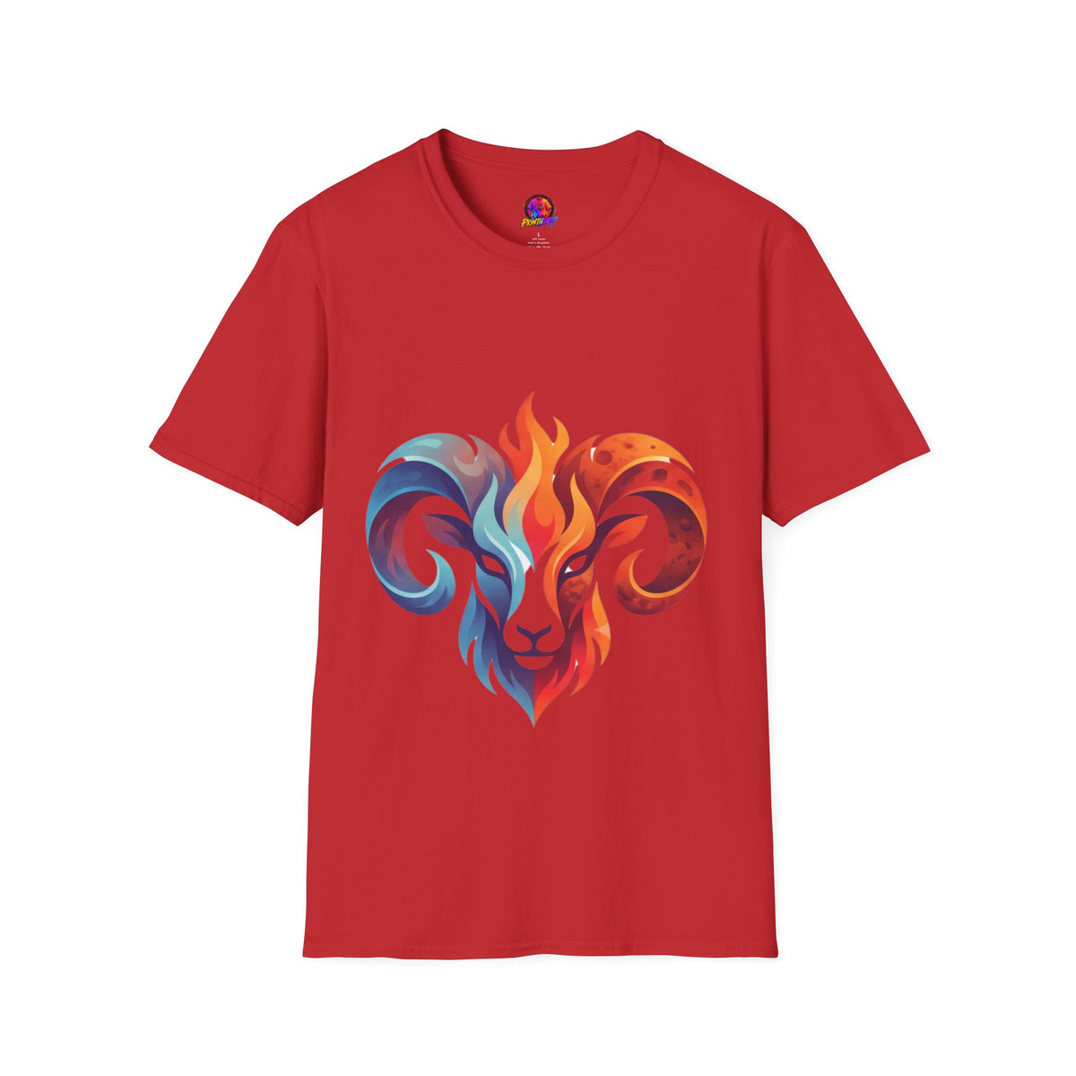 Aries Zodiac Ram Head Flame Graphic T-Shirt — Bold Aries Zodiac Tee