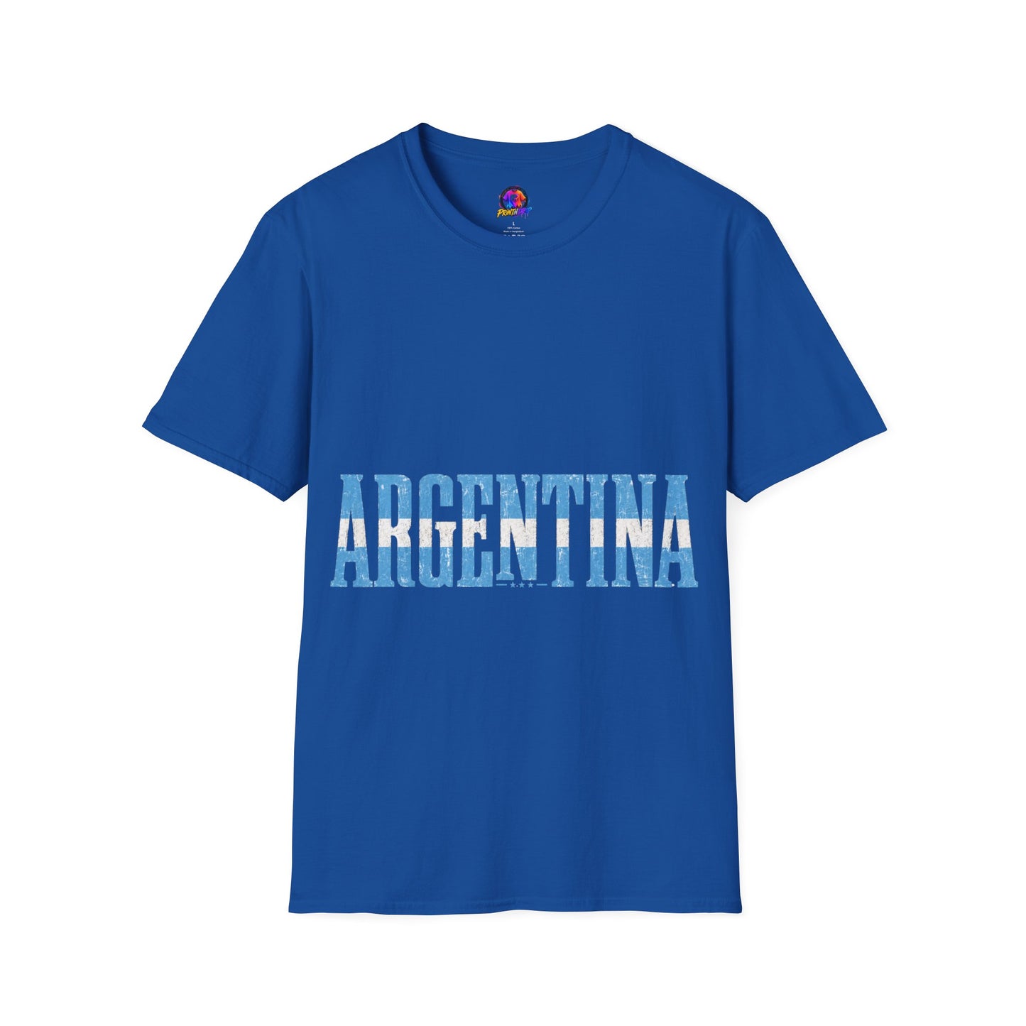 Argentina Stencil Tee — Horizontal Blue Text Argentina T-Shirt
