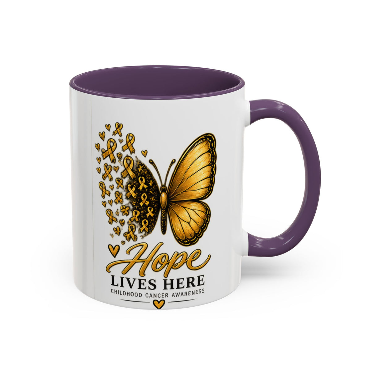 Hope Lives Here Childhood Cancer Awareness Accent Coffee Mug