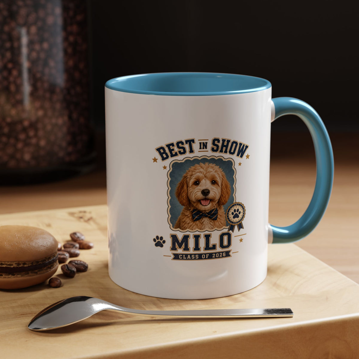 Milo Bailey Dog Dad Mom Best in Show Milo Personalized Dog Coffee Mug — Custom Pet Name Accent Mug
