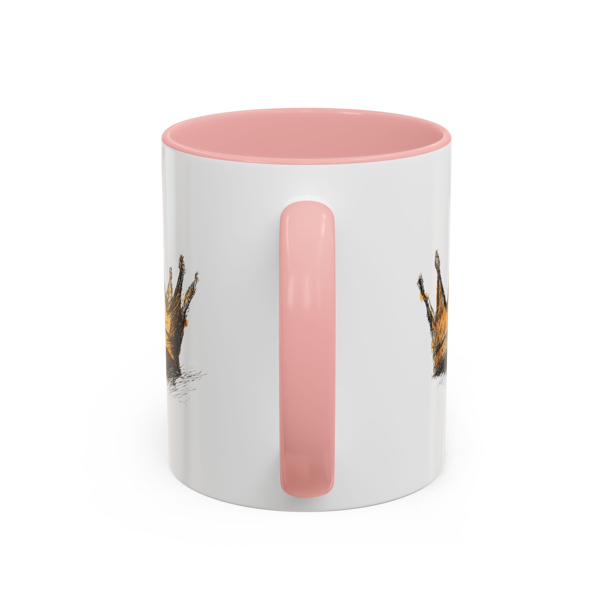Royal Crown Accent Coffee Mug — Hand-Sketched Gold Crown Design