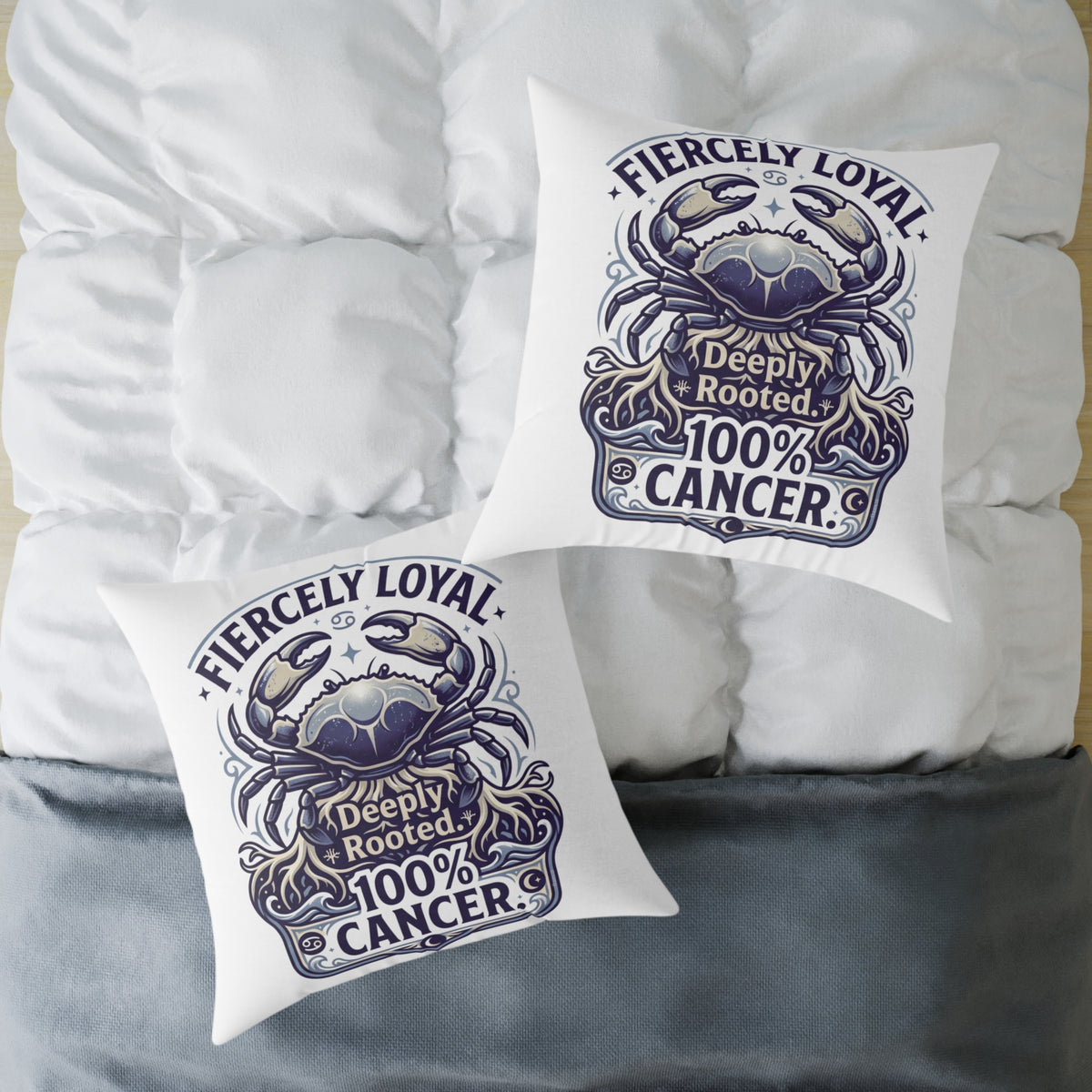 Cancer Zodiac Fiercely Loyal Square Poly Canvas Pillow