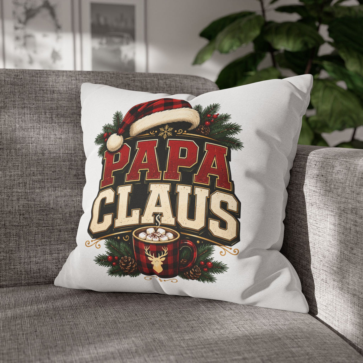 Christmas Papa Claus Holiday Pillowcase — Festive Christmas Cushion Cover for Dad
