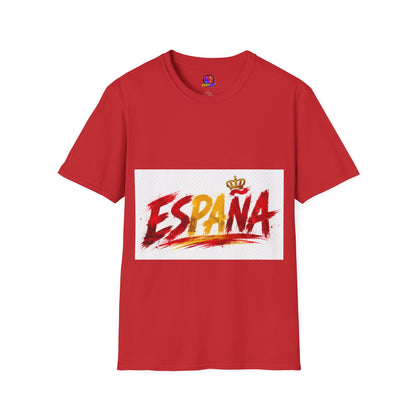 Spain  Graphic T-Shirt — Spanish Flag Brushstroke Design with Crown