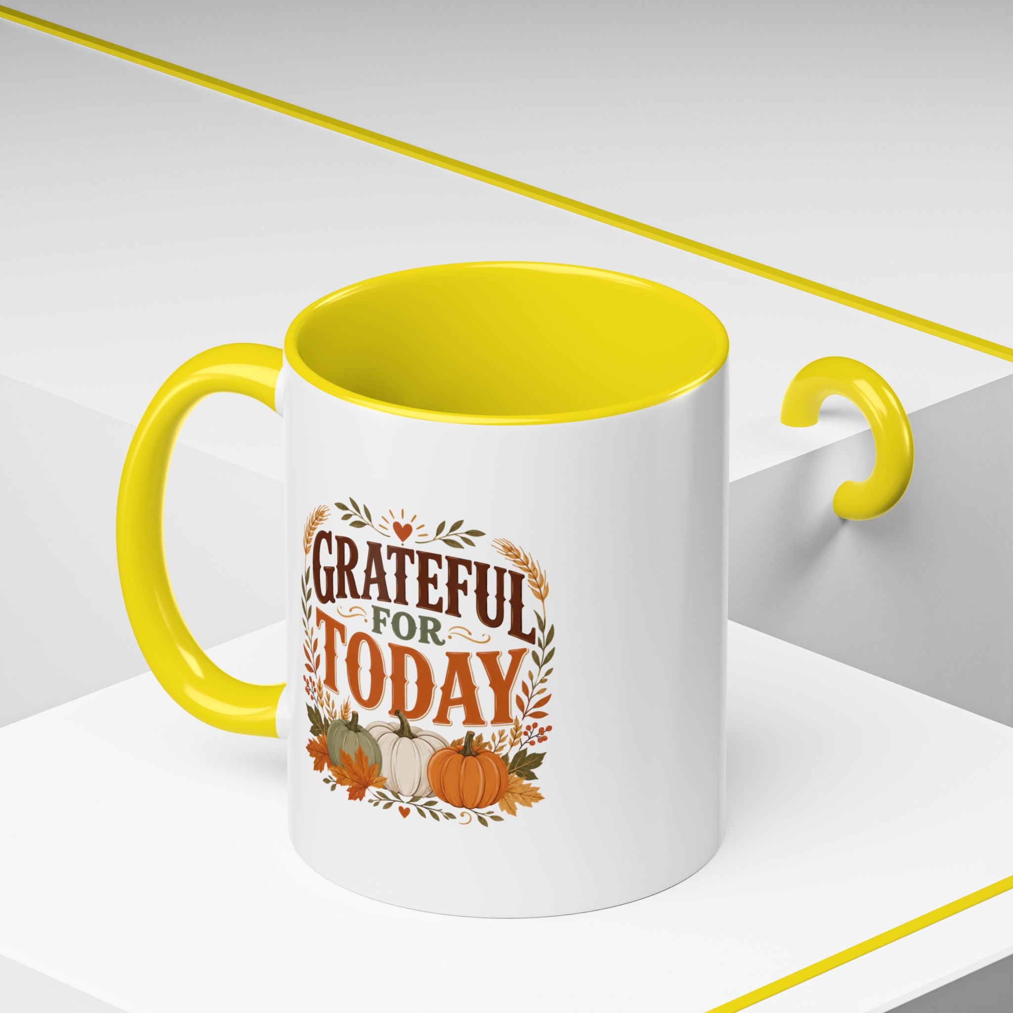 Thanksgiving Mug Grateful For Today Coffee Mug — Thanksgiving Pumpkin Fall Ceramic Accent Mug