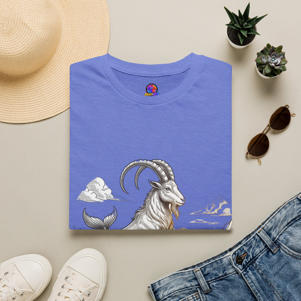 Capricorn Goat-Mermaid T-Shirt — Mythical Sea Goat Zodiac Tee