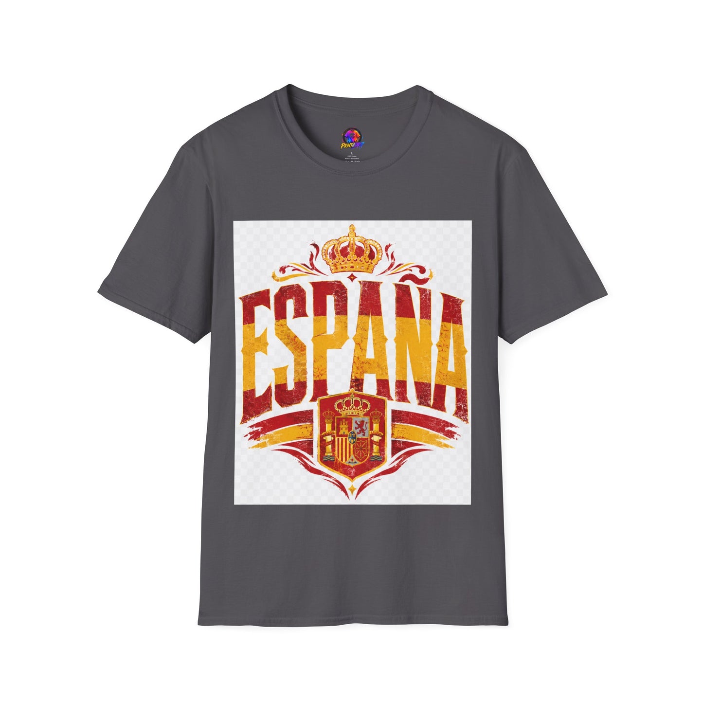 Spain Crown Graphic T-Shirt — Spanish Flag Vintage Crest Tee