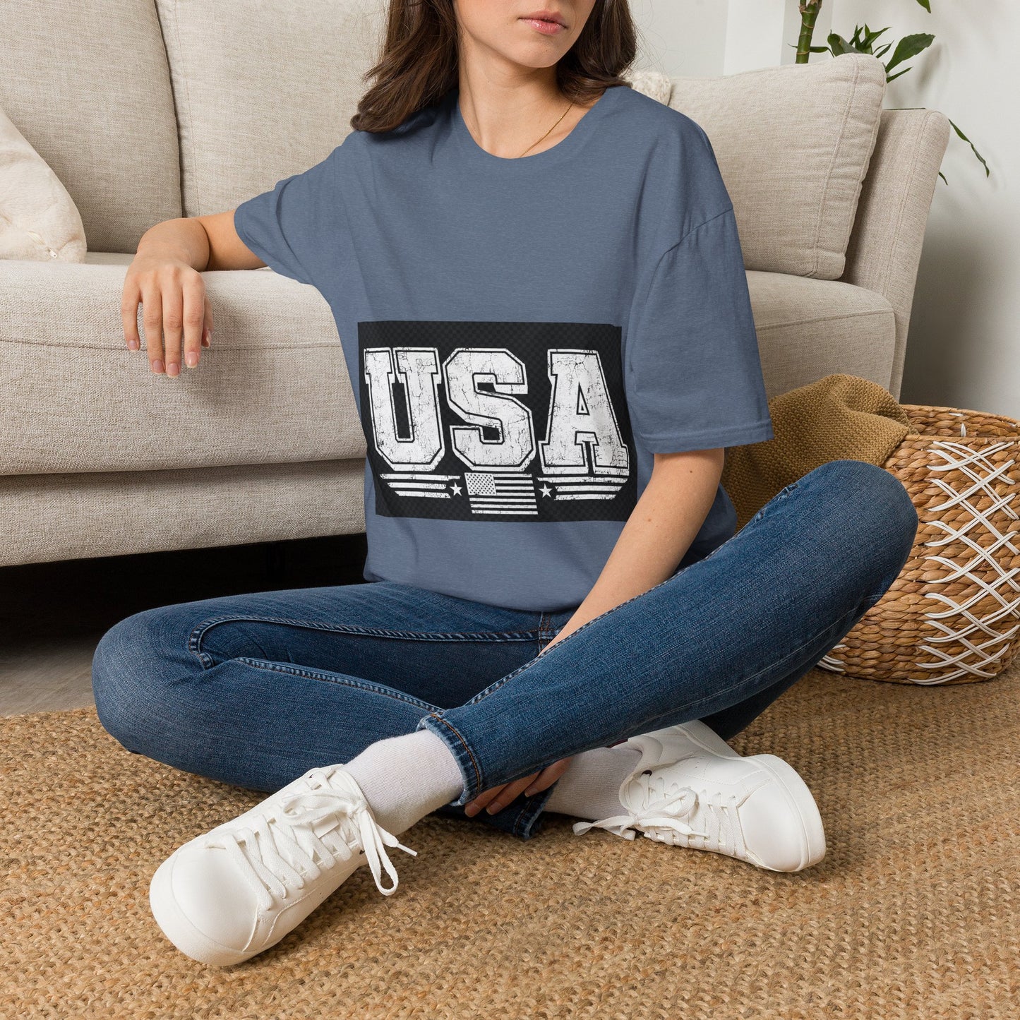 USA Vintage Block T-Shirt — Patriotic Americana Graphic Tee