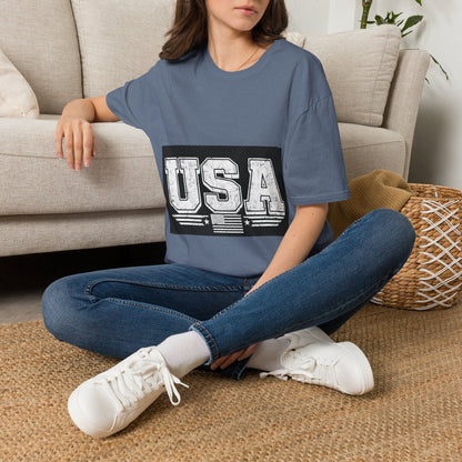 USA Vintage Block T-Shirt — Patriotic Americana Graphic Tee