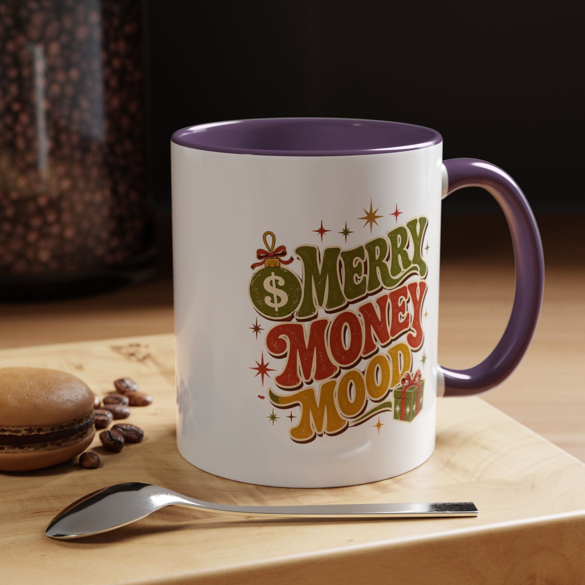 Modern Day Christmas Merry Money Mood Coffee Mug – Holiday Retro Gift Mug