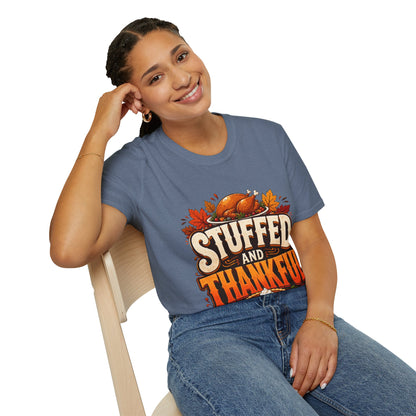 Thanksgiving T-Shirt — "Stuffed and Thankful" Turkey Design