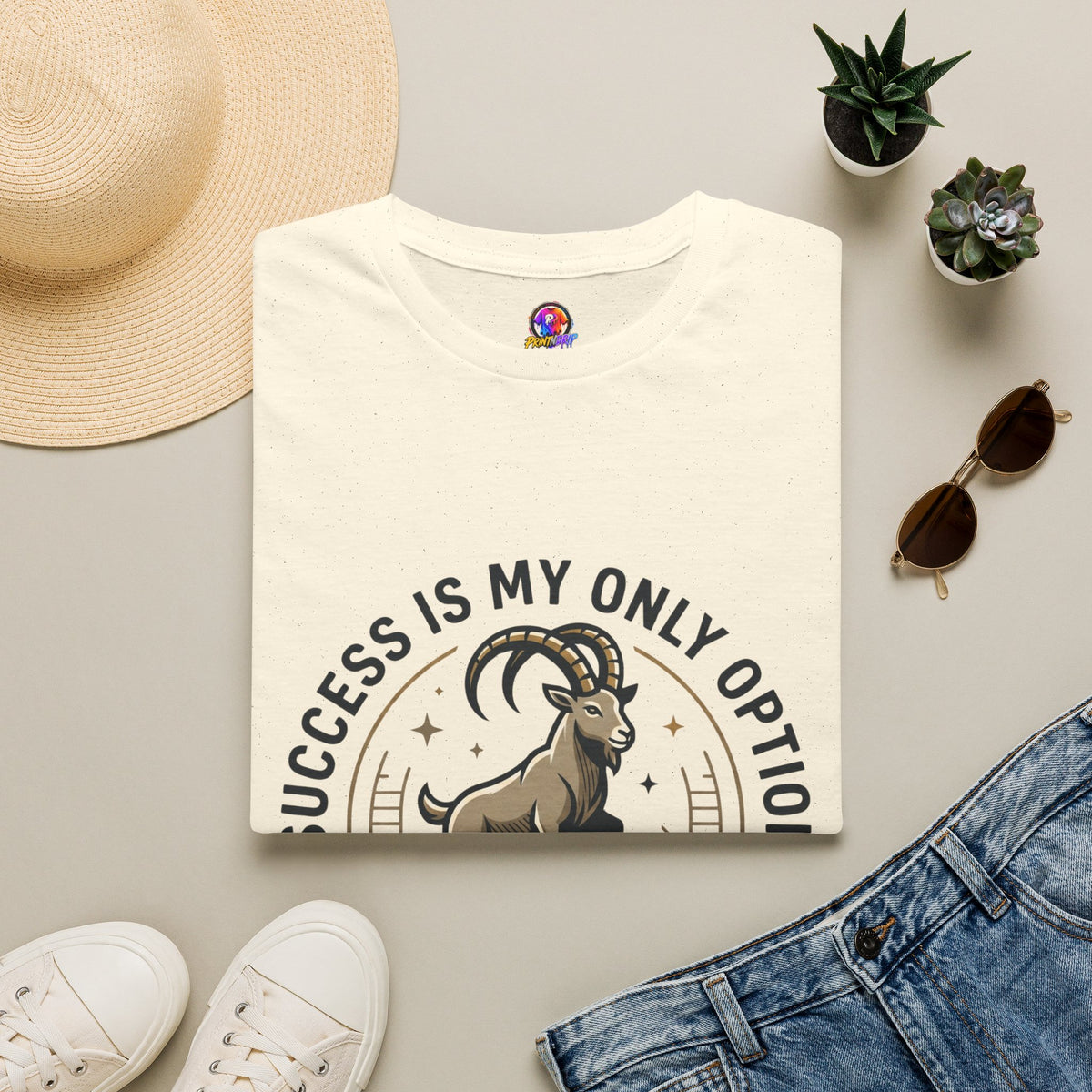 Capricorn Goat T-Shirt — "Success Is My Only Option" Motivational Zodiac Tee