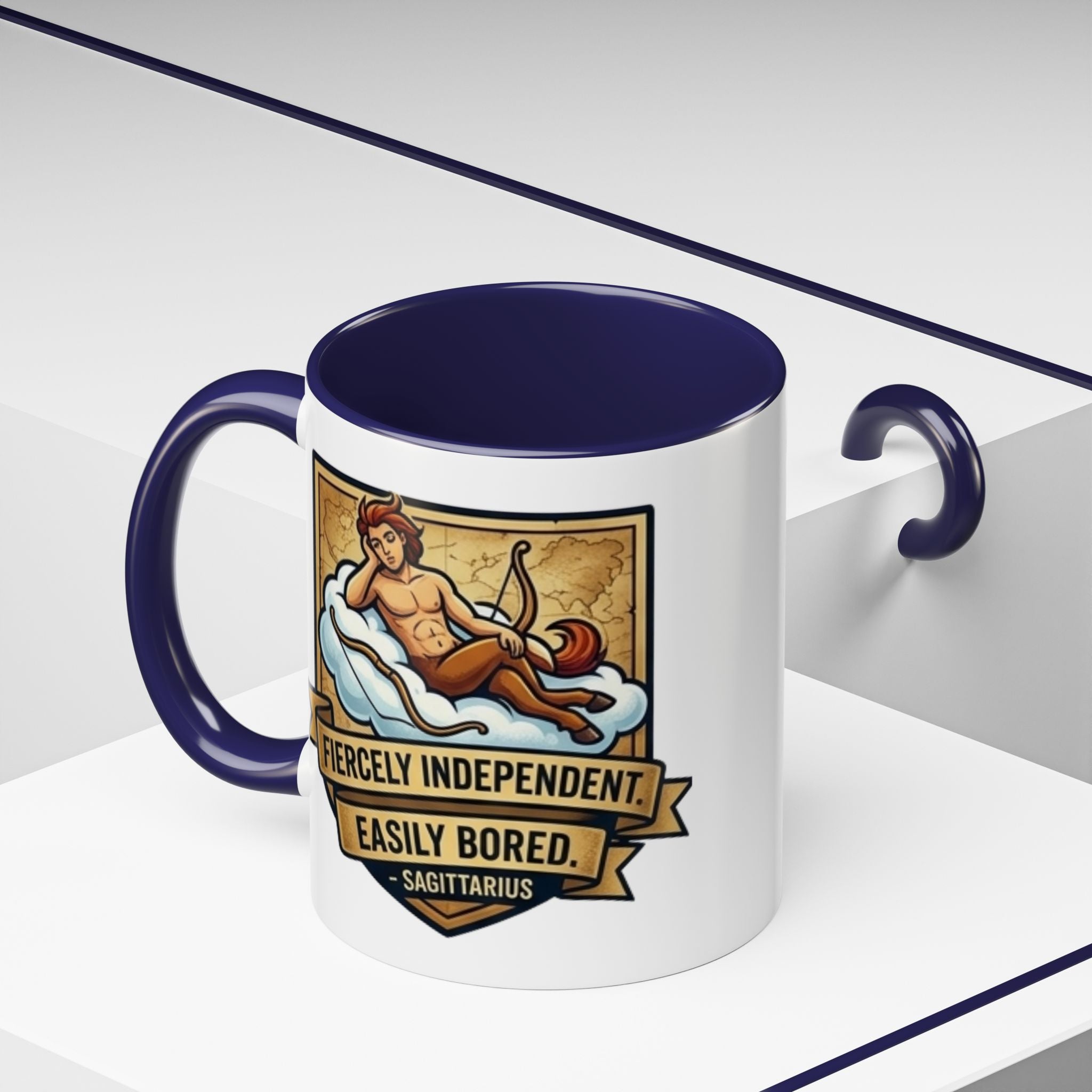 Sagittarius Coffee Mug — "Fiercely Independent, Easily Bored" Zodiac Accent Mug (11/15 oz)