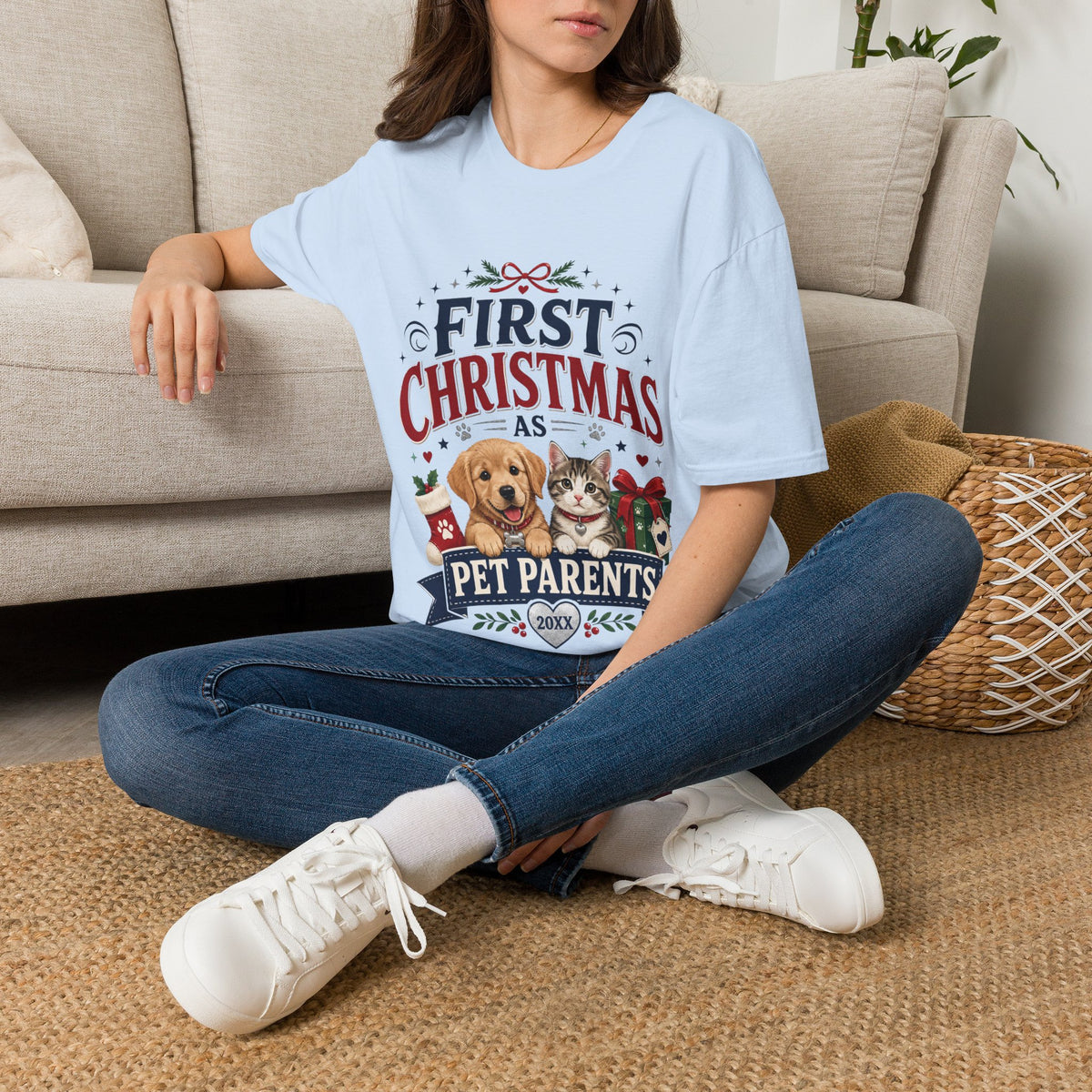 T-Shirt — "First Christmas as Pet Parents" Holiday Tee
