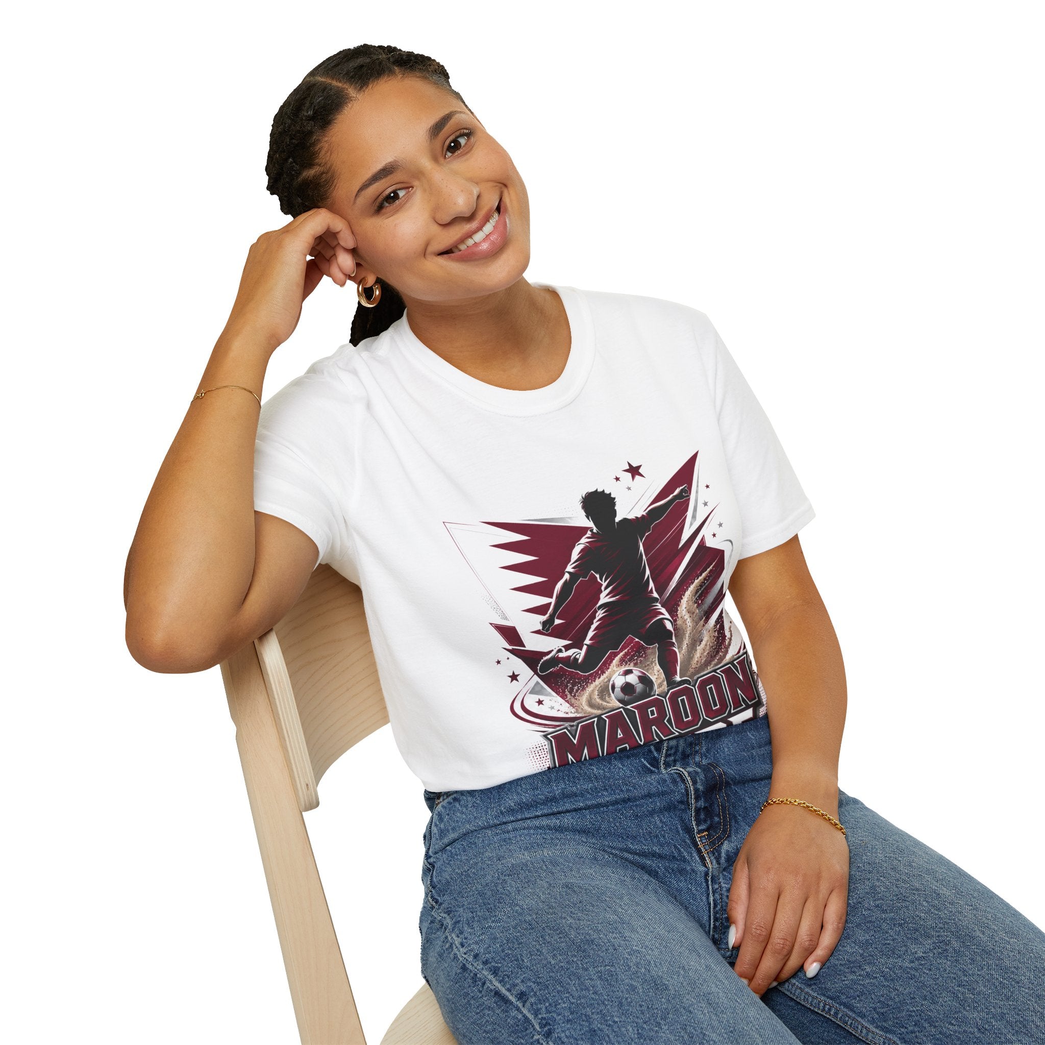 Qatar Maroon Pride Soccer T-Shirt — Silhouette Player Graphic Tee