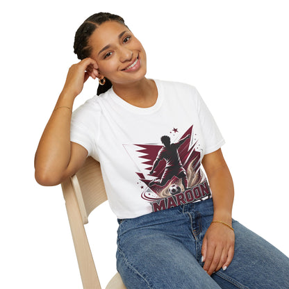 Qatar Maroon Pride Soccer T-Shirt — Silhouette Player Graphic Tee
